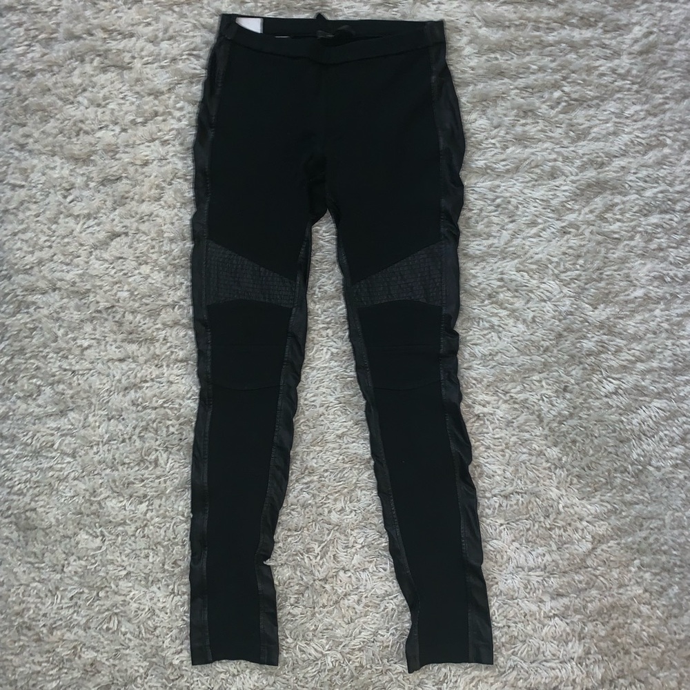 BCBGMAXAZARIA BLACK FAUX LEATHER LEGGINGS